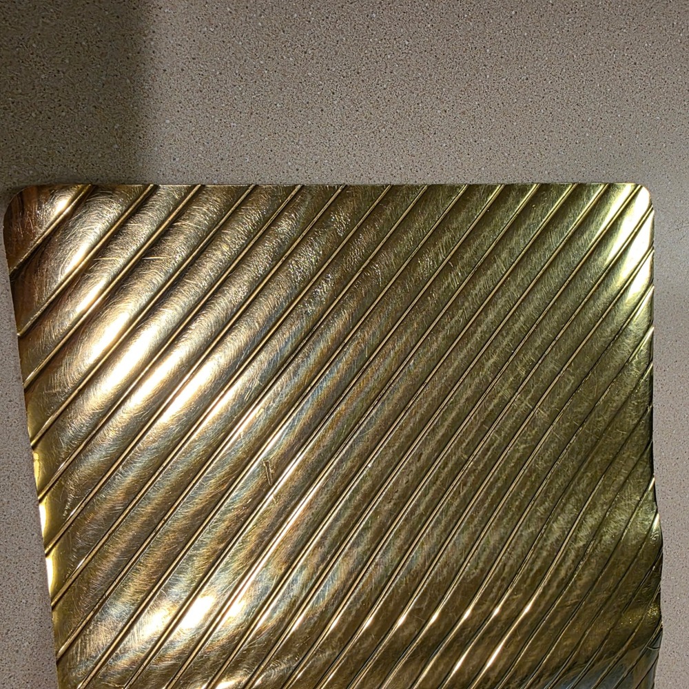 Metallic Gold Foam Placemats Set of 6, 17.5x11.5 Ribbed Striped, Art Deco 80s s